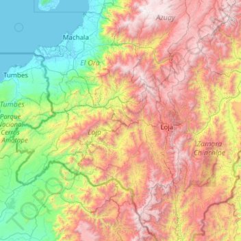 Carte topographique Cordillera de Chiguango, altitude, relief