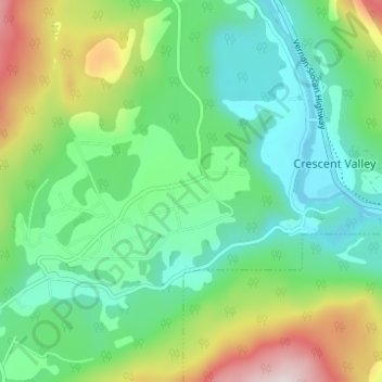 Carte topographique Krestova, altitude, relief