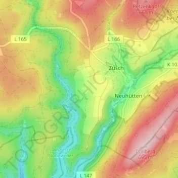 Carte topographique Hochwaldhof, altitude, relief