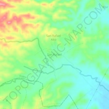 Carte topographique San Rafael, altitude, relief