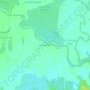 Carte topographique Chiriquí Viejo, altitude, relief