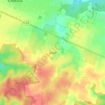 Carte topographique Zoria, altitude, relief