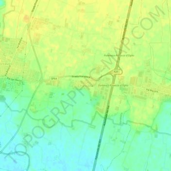 Carte topographique Chiesuola, altitude, relief
