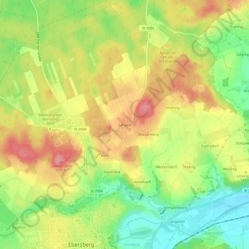 Carte topographique Gmaind, altitude, relief