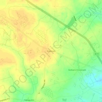 Carte topographique Goretown, altitude, relief