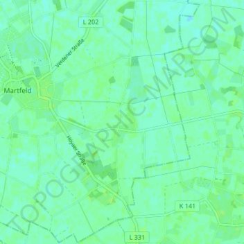 Carte topographique Tuschendorf, altitude, relief