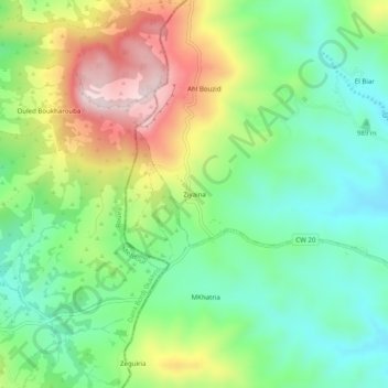 Carte topographique Ziyaina, altitude, relief