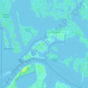 Carte topographique Isles of Capri, altitude, relief