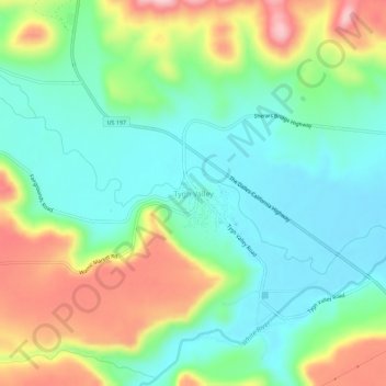 Carte topographique Tygh Valley, altitude, relief