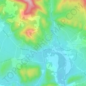 Carte topographique Ivagnas, altitude, relief