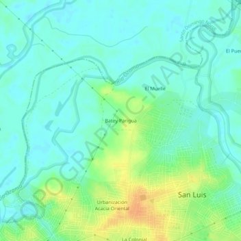 Carte topographique Batey Parigua, altitude, relief