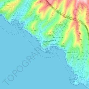 Carte topographique Los Caideros, altitude, relief