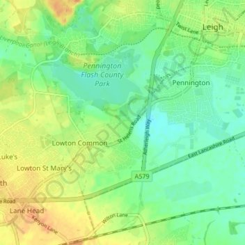 Carte topographique Aspull Common, altitude, relief