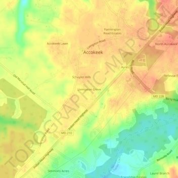 Carte topographique Livingston Grove, altitude, relief