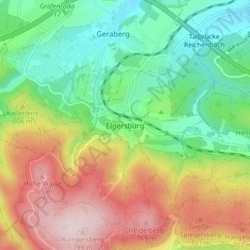 Carte topographique Elgersburg, altitude, relief