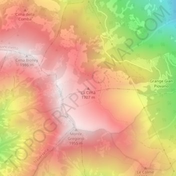 Carte topographique La Cima, altitude, relief