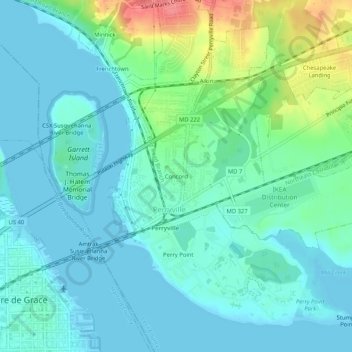 Carte topographique Concord, altitude, relief