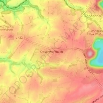 Carte topographique Obschwarzbach, altitude, relief