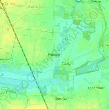Carte topographique Priesdorf, altitude, relief