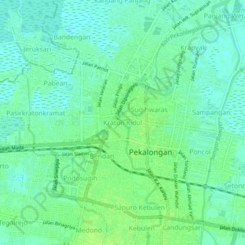 Carte topographique Kraton Kidul, altitude, relief