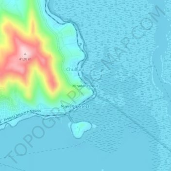 Carte topographique Mirador Parque, altitude, relief