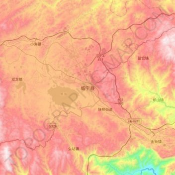 Carte topographique 威宁县, altitude, relief