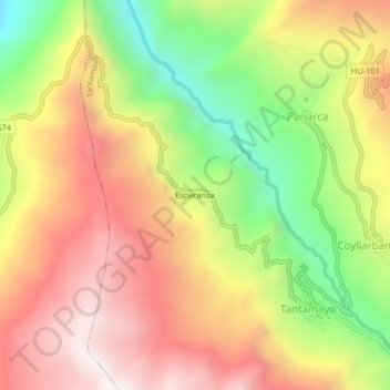 Carte topographique Esperanza, altitude, relief