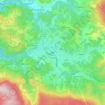 Carte topographique Pale, altitude, relief