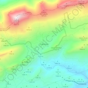 Carte topographique Prado Negro, altitude, relief