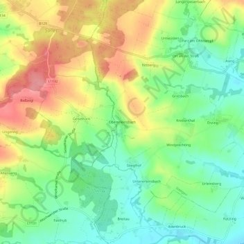 Carte topographique Obererleinsbach, altitude, relief