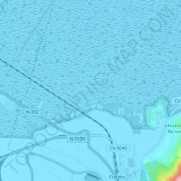 Carte topographique Brenca, altitude, relief