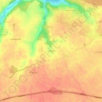 Carte topographique La Tiffaille, altitude, relief