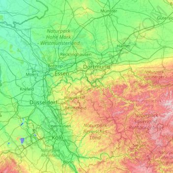 Carte topographique Ennepe-Ruhr-Kreis, altitude, relief