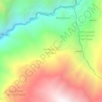 Carte topographique Santiago de Chisque, altitude, relief