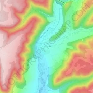 Carte topographique Sub Cetate, altitude, relief