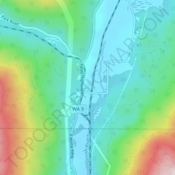 Carte topographique Wickersham, altitude, relief