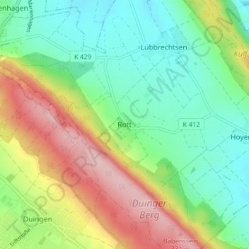 Carte topographique Rott, altitude, relief