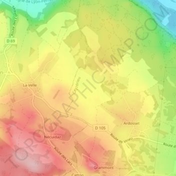 Carte topographique En Pierre Grosse, altitude, relief