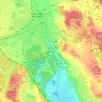 Carte topographique Höllmühle, altitude, relief