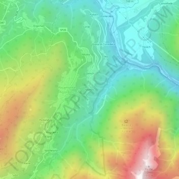 Carte topographique Mottes, altitude, relief