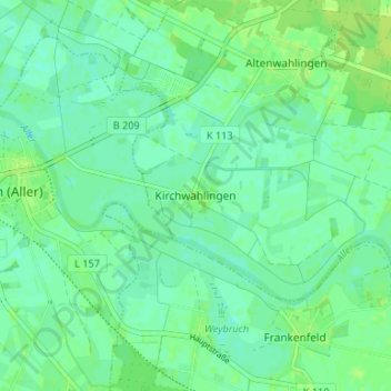 Carte topographique Kirchwahlingen, altitude, relief