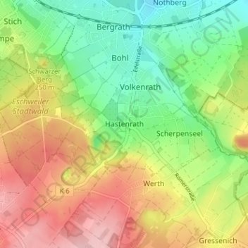 Carte topographique Hastenrath, altitude, relief