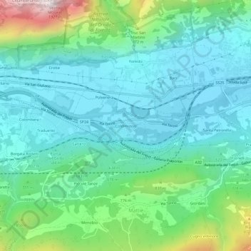 Carte topographique Coldimosso, altitude, relief