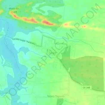 Carte topographique Siupé, altitude, relief