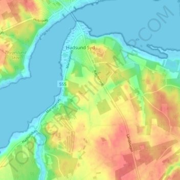Carte topographique Haderup, altitude, relief