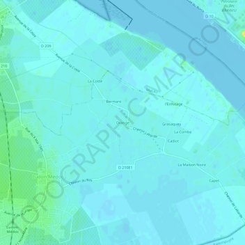 Carte topographique Orange, altitude, relief