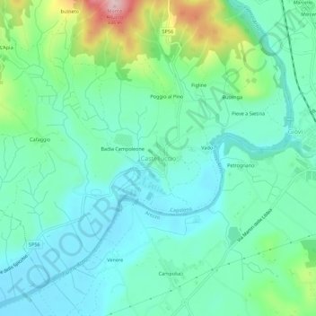 Carte topographique Castelluccio, altitude, relief