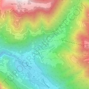 Carte topographique Linate, altitude, relief