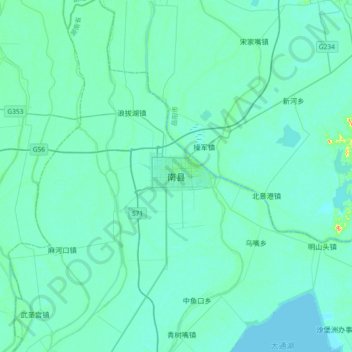Carte topographique 南县, altitude, relief