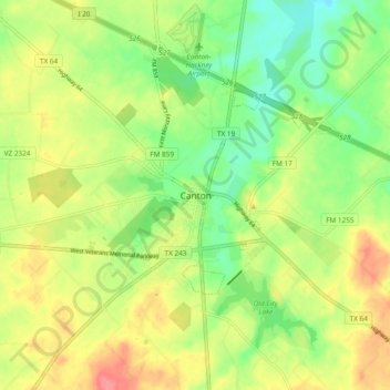Carte topographique Canton, altitude, relief